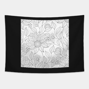 Non Colored Pattern with Floral Motifs Tapestry