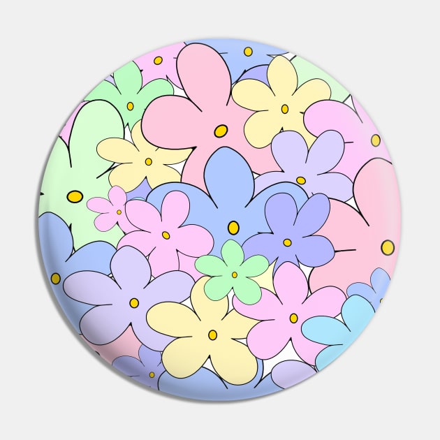 Multi Pastel Color Cartoon Flower Pin by kimbo11