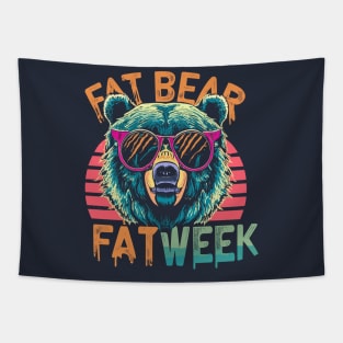 fat bear week retrowave Tapestry