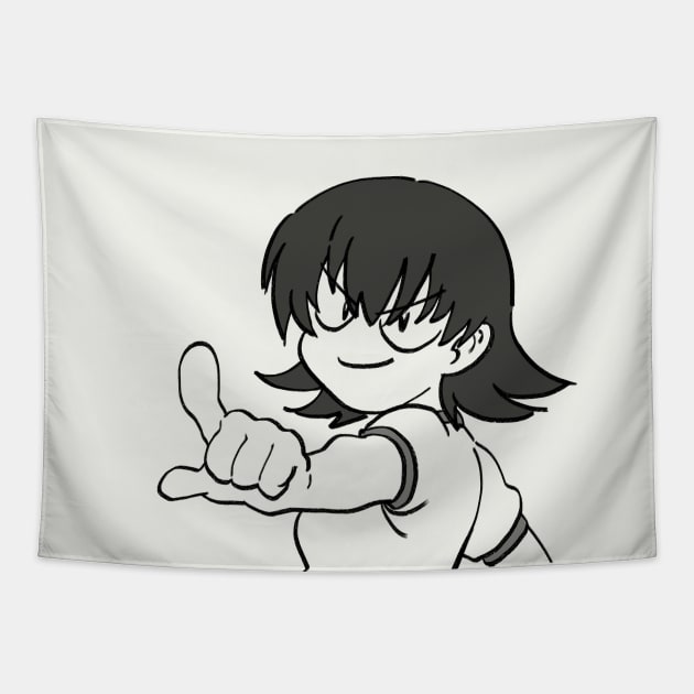 I draw smug tomo pointing / azumanga daioh meme Tapestry by mudwizard