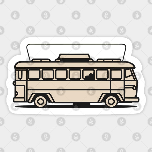 Line art of a vintage bus - Vintage Bus - Sticker | TeePublic