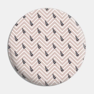 Mountain Ash Collection - Black Leaves and Beige Chevron Pattern Pin