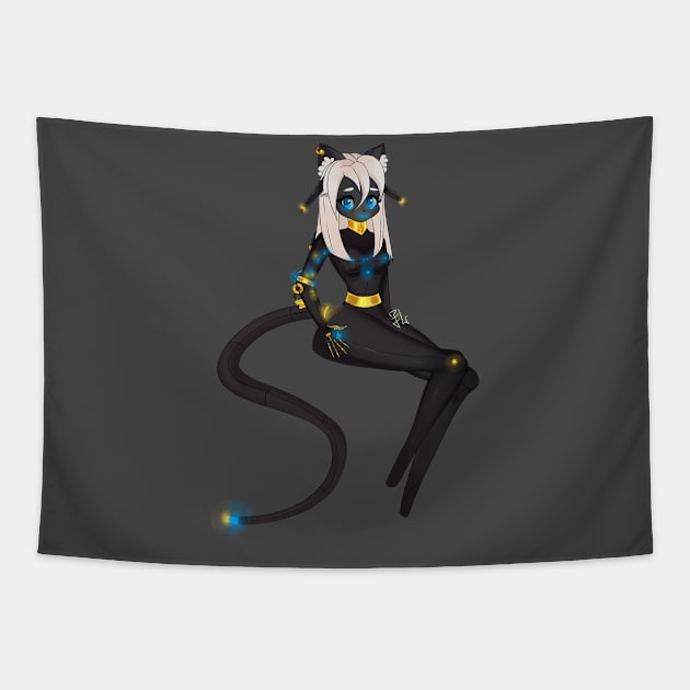 Mecha Kitty Tapestry by RaeRaeven