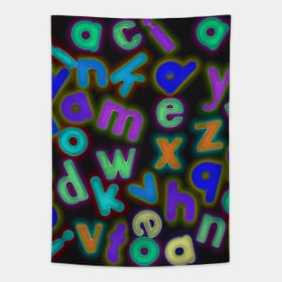 Jumbled Multi Coloured Letters Dark Tapestry