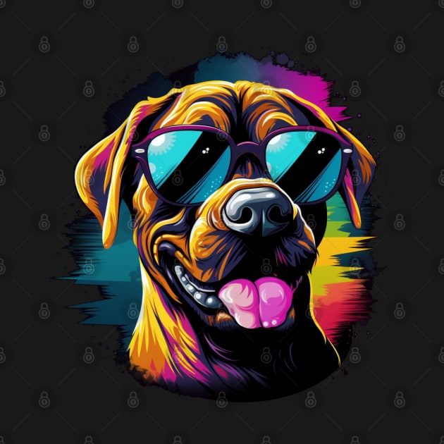 Retro Wave Boxer Dog Shirt by Miami Neon Designs