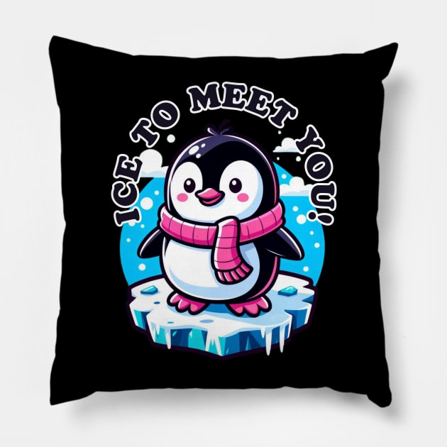 Frosty Welcome: Penguin's Greeting Pillow by vk09design