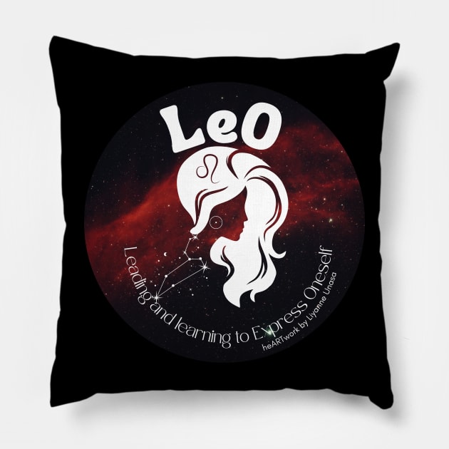 Cosmic Leo Zodiac Character Pillow by HeartsLight