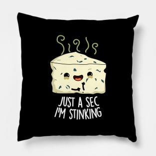 Just A Sec I'm Stinking Funny Cheese Pun Pillow