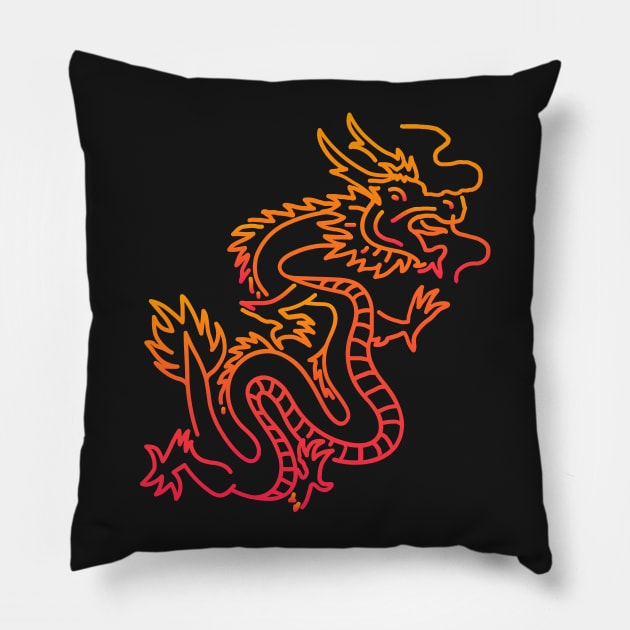 Trippy Psychedelic Chinese Dragon Pillow by MeatMan