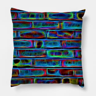 Neon Effect Brick Wall Background Pillow