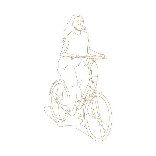 Women On Bicycle ( Line ) by GreyLe