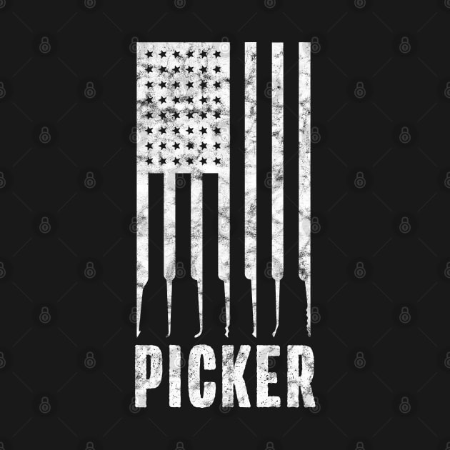 Picker Lock Picking American Flag Design for Locksmiths by Huhnerdieb Apparel