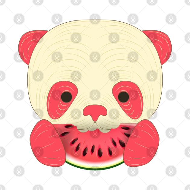 cute panda eat watermelon by dwalikur