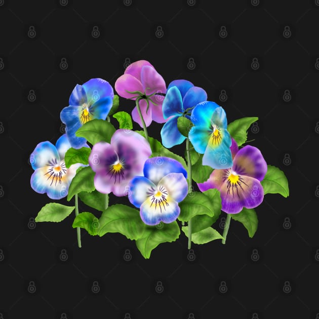 Beautiful Pansy Flowers Violet Viola Tricolor Floral Pattern by sofiartmedia