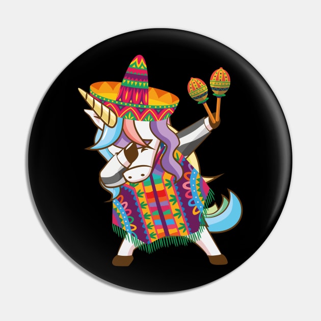 Mexican Dabbing Unicorn Cinco De Mayo Poncho Sombrero Maracas Pin by jodotodesign