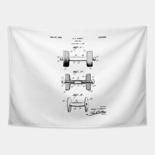 Weight Lifting Patent - Dumb Bell Art - Black And White Tapestry