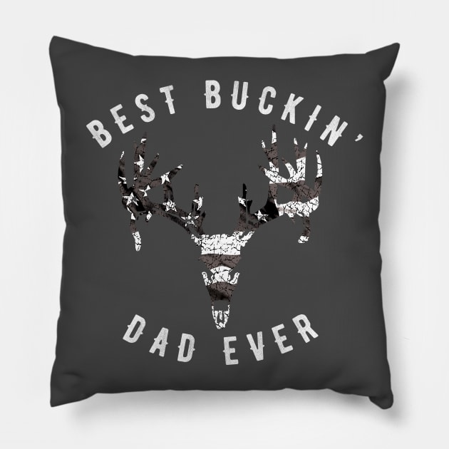 American Best Buckin Dad Ever Retro Vintage Design Pillow by Bobtees