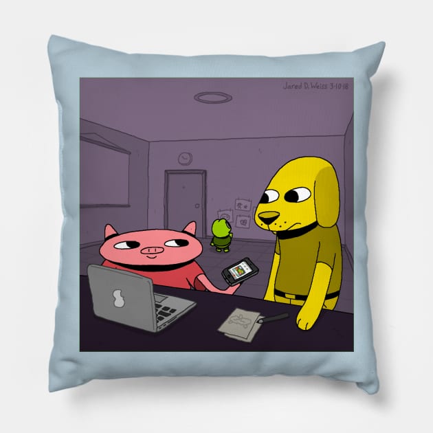 Frog Dog Log - Hog & Blog Pillow by jareddweiss