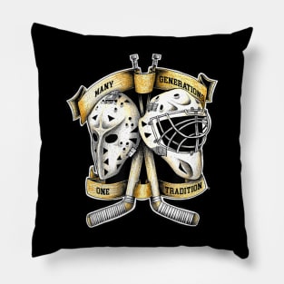 Vintage Heritage Modern Ice Hockey Goalie Mask Evolution Pillow