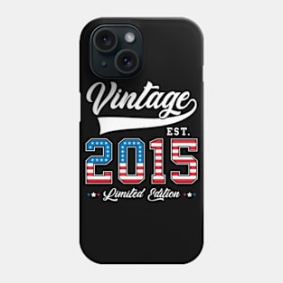 8th Birthday Patriotic Vintage 2015 USA Flag 4th of July Phone Case