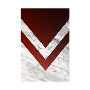 White Marble With Crimson Red Chevrons T-Shirt