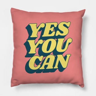 Yes You Can in Peach Fuzz and Yellow Pillow