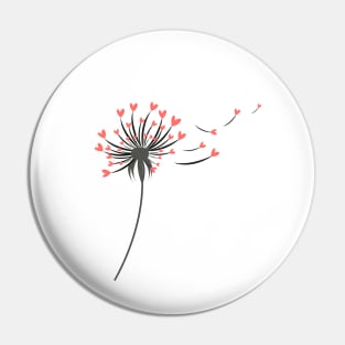 Red dandelion with hearts Pin