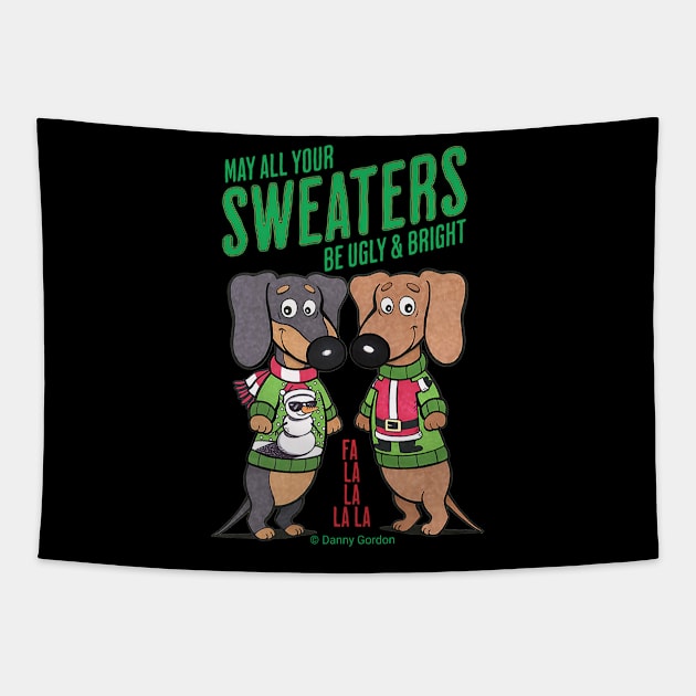 Cute Funny Ugly Christmas Sweaters Tapestry by Danny Gordon Art