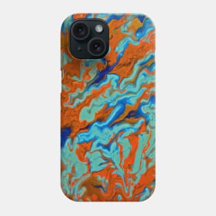 Blues with Orange Abstract Phone Case