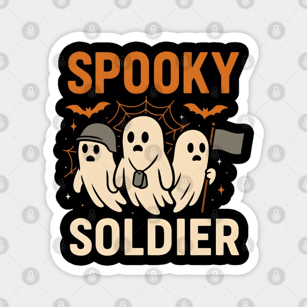Spooky Soldier Ghosts Halloween Graphic | Retro Army Artwork Magnet by MakerMind8.2
