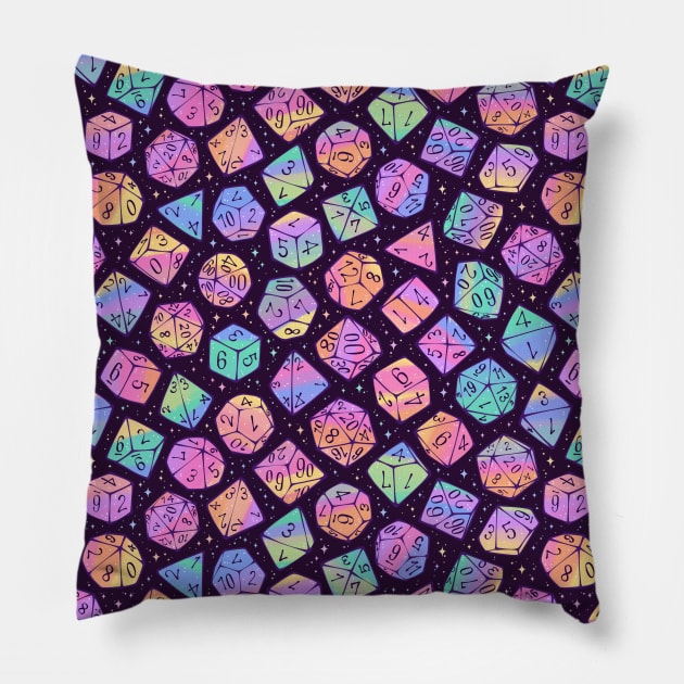 Roll the Dice Dark Rainbow Pillow by Spookish Delight