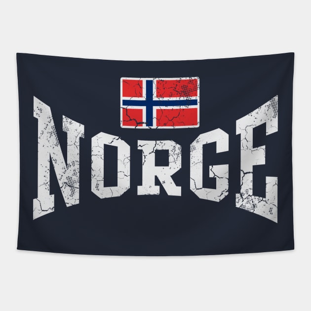 Norge Norway Flag Norwegian Vintage Faded Tapestry by E