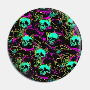 Neon cat skull Pin