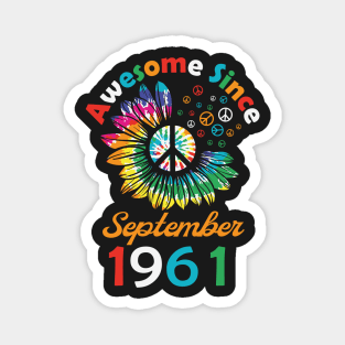 Funny Birthday Quote, Awesome Since September 1961, Retro Birthday Magnet