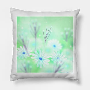 Flowers art light green Pillow