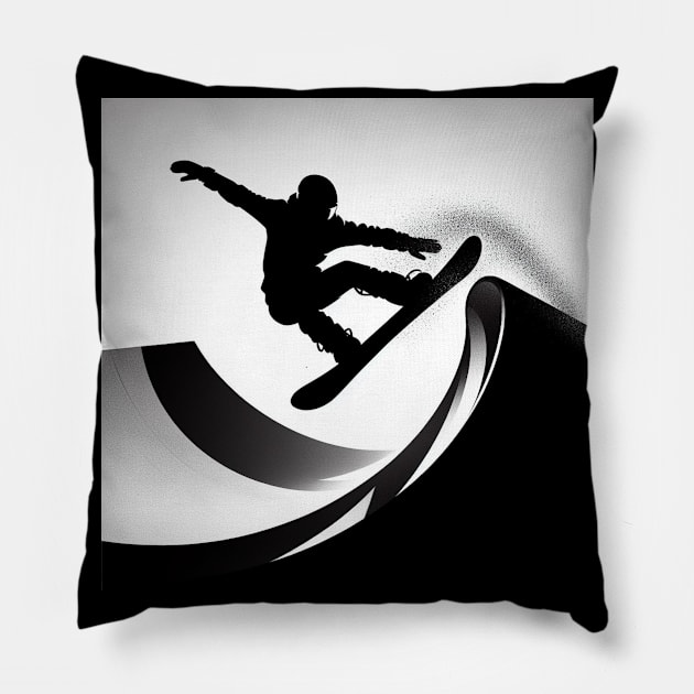 Snowboarding Pillow by Print Forge