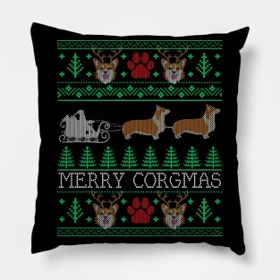 Funny Corgi Dog Lover Owner Corgi Ugly Christmas Sweater Pillow