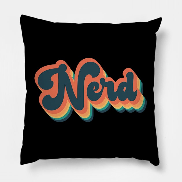 Nerd - Nerd Retro Vintage Pillow by Kudostees