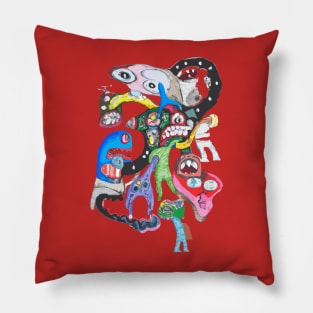 Monster collage 1, street art graffiti Pillow