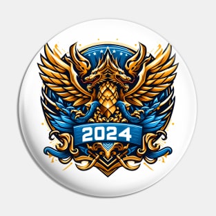 Wooden Gold Blue Dragon 2024 No.5 Pin