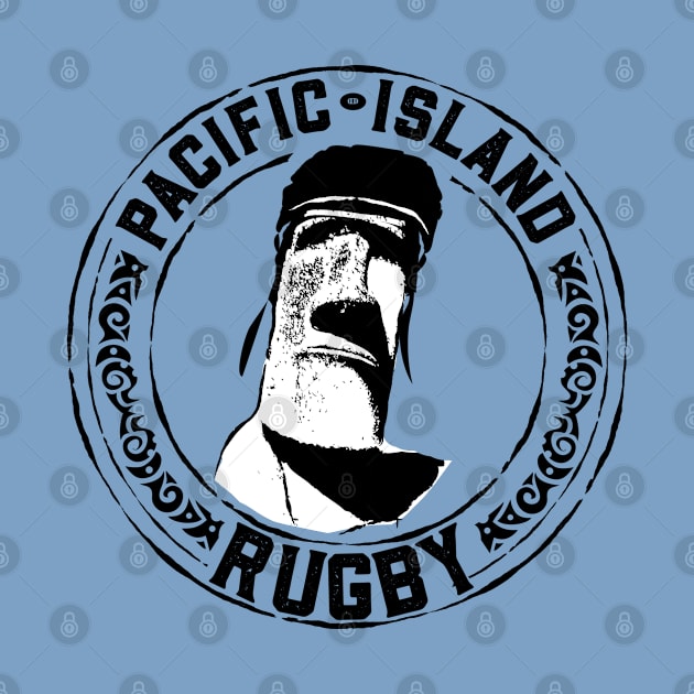 Easter Island Head Rugby Fan - White Text by atomguy