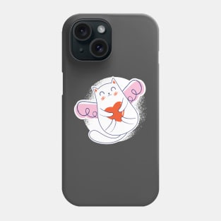 cat with wings and a heart Phone Case