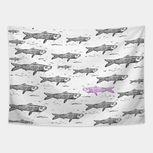 Purple Sardine fish Tapestry