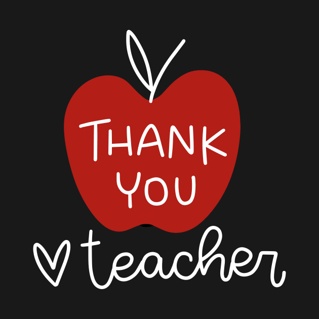 Thank you teacher red apple design. Gratitude message. by Rustic Garden