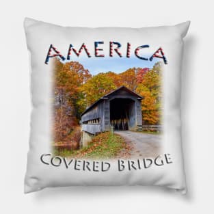 America - Fall colours with Covered Bridge Pillow