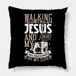 Jesus and dog - Large Münsterländer Pillow