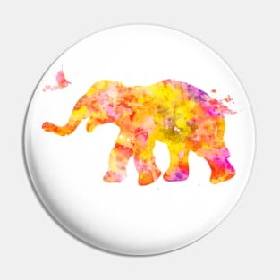 Yellow Baby Elephant Watercolor Painting Pin