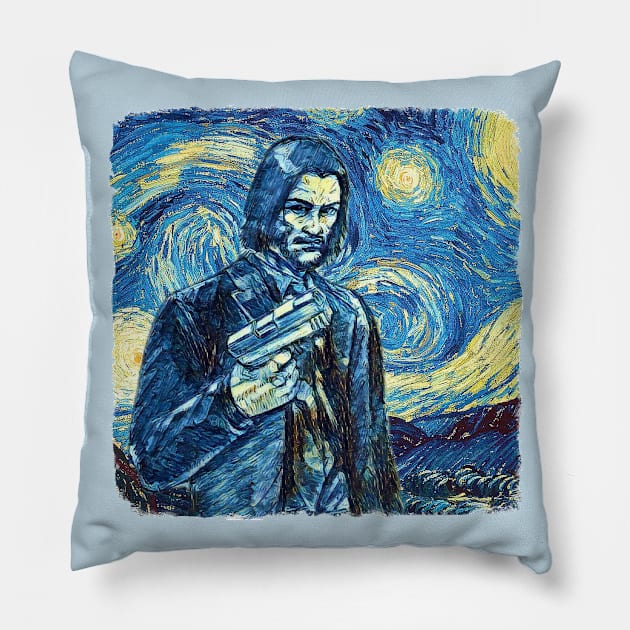 John Wick Van Gogh Style Pillow by todos