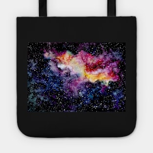 Watercolor Background with Vivid Cloud and Outer Space Tote