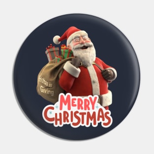 Smiling Santa Claus Merry Christmas Pin